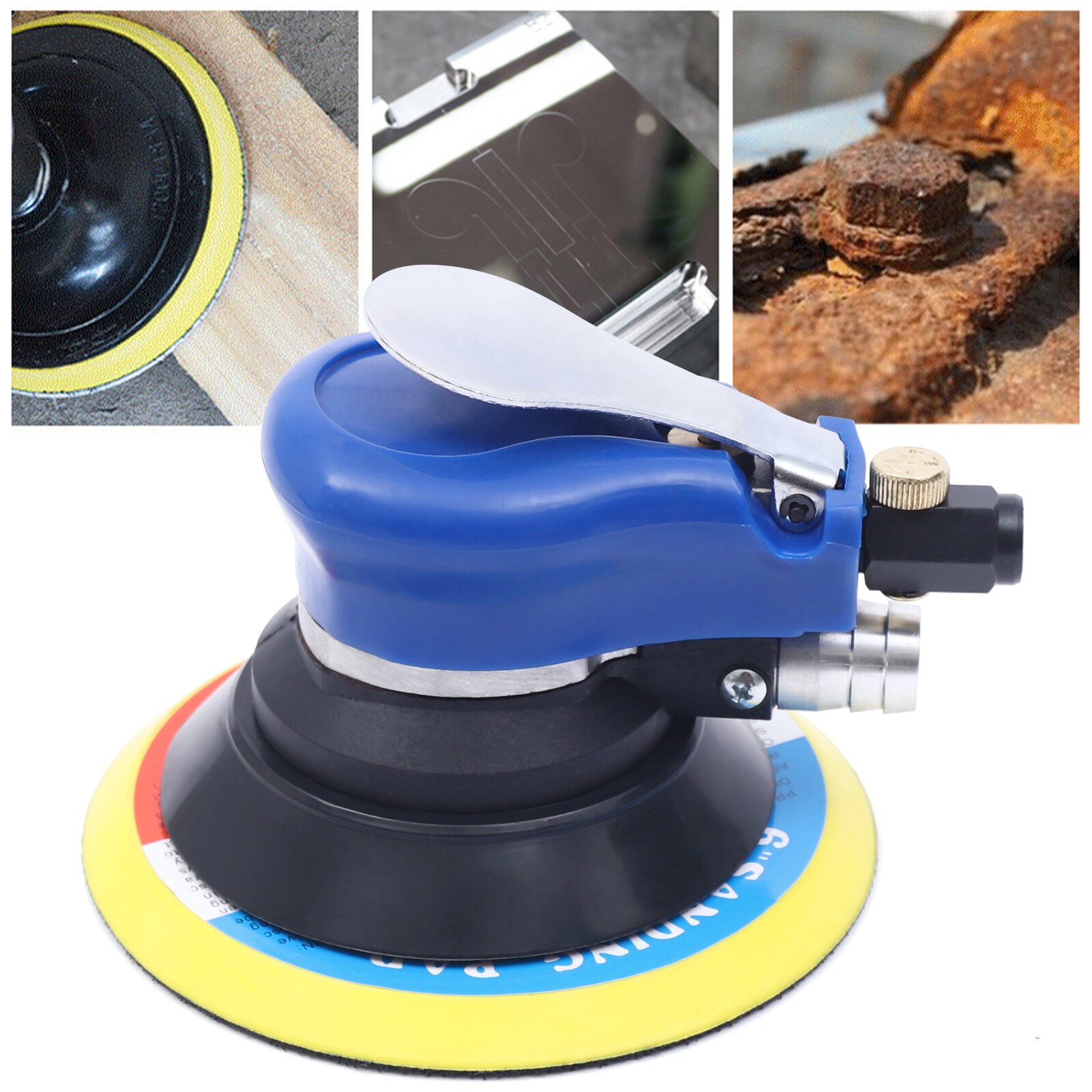 Air Palm Orbital Sander Random 6inch Hand Sanding Pneumatic Round 10000 RPM BEST
