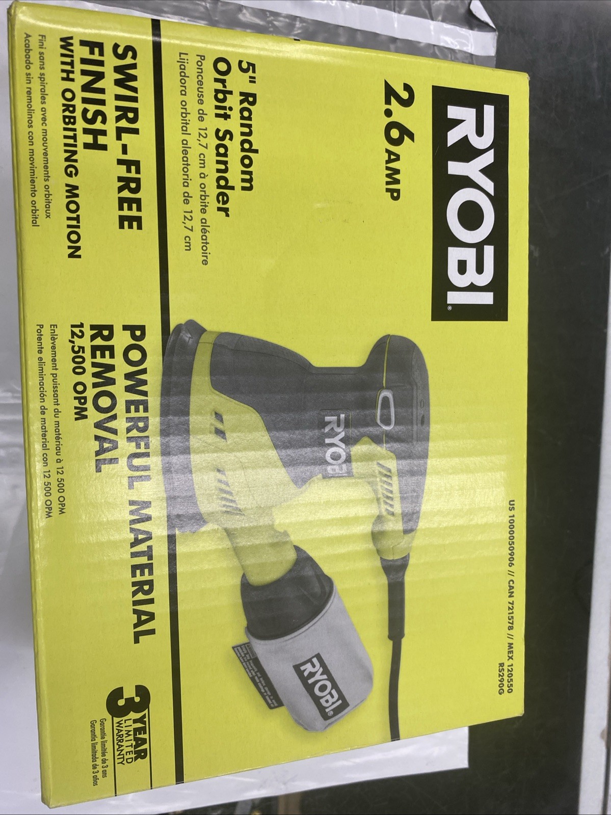 Ryobi 2.6 Amp 5 in. Random Orbital Sander Sandpaper Dustbag Smooth Sheet Sanding