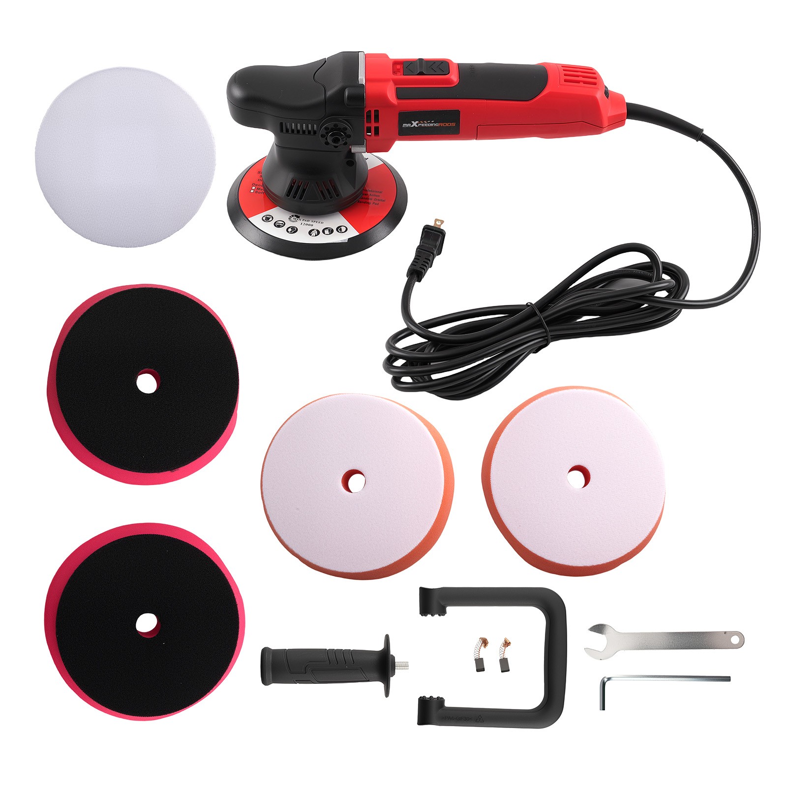 650W Car Buffer Polisher DA 6&Prime; Pad 110V 2000-6400RPM Detailing Machine Kit