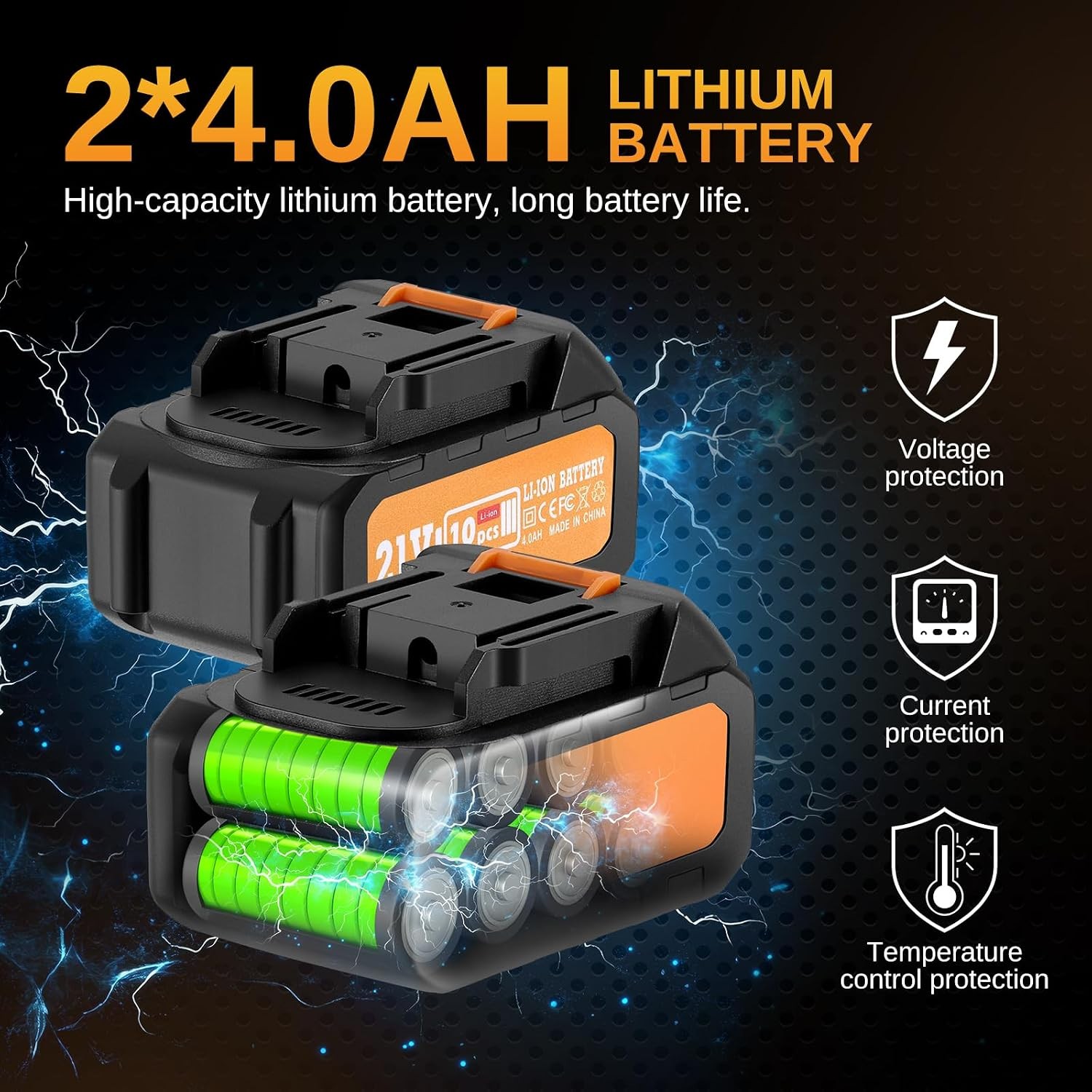 600NM 1/2 21V Brushless Impact Wrench 2x4Ah Li-ion Charger Car Tool Kit