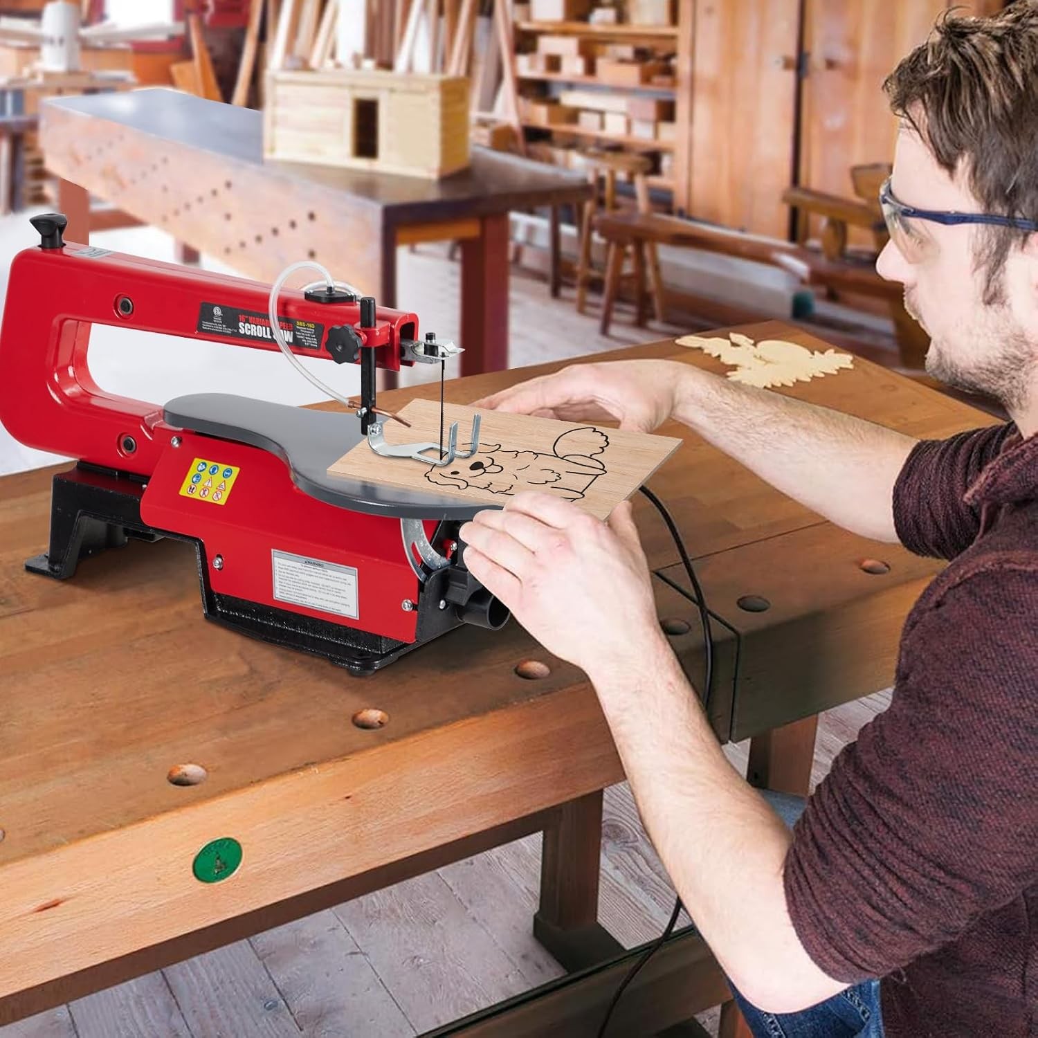 16 » Variable Speed Scroll Saw Large Adjustable Table No Light for Woodworking
