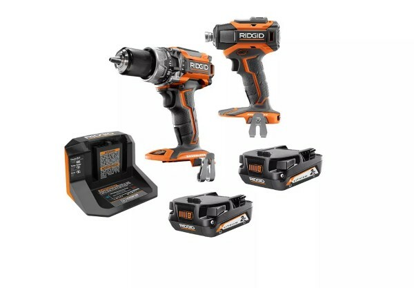 RIDGID CANADA 18V Li-Ion Cordless Hammer Drill and Impact Driver 2 Tool Kit