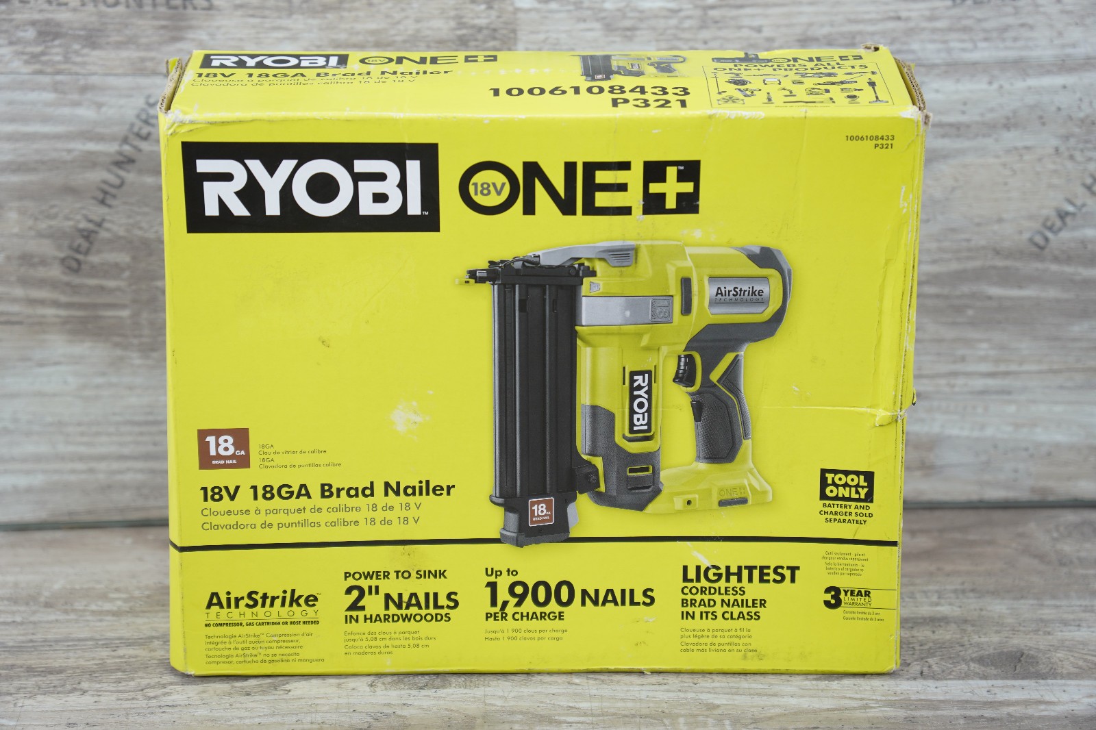 New Ryobi P321 18V ONE+ AirStrike 18-Gauge Cordless Brad Nailer