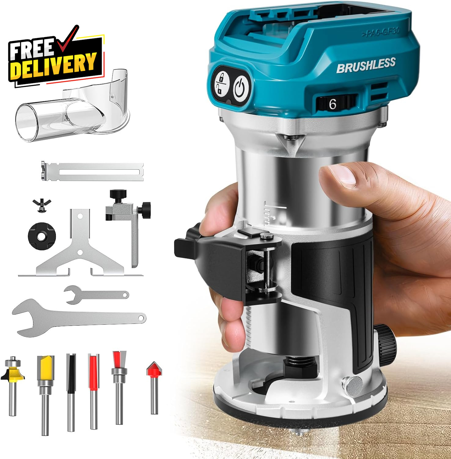 Cordless Compact Router for Makita 18V Battery Bare Tool 6 Variable Speeds for..