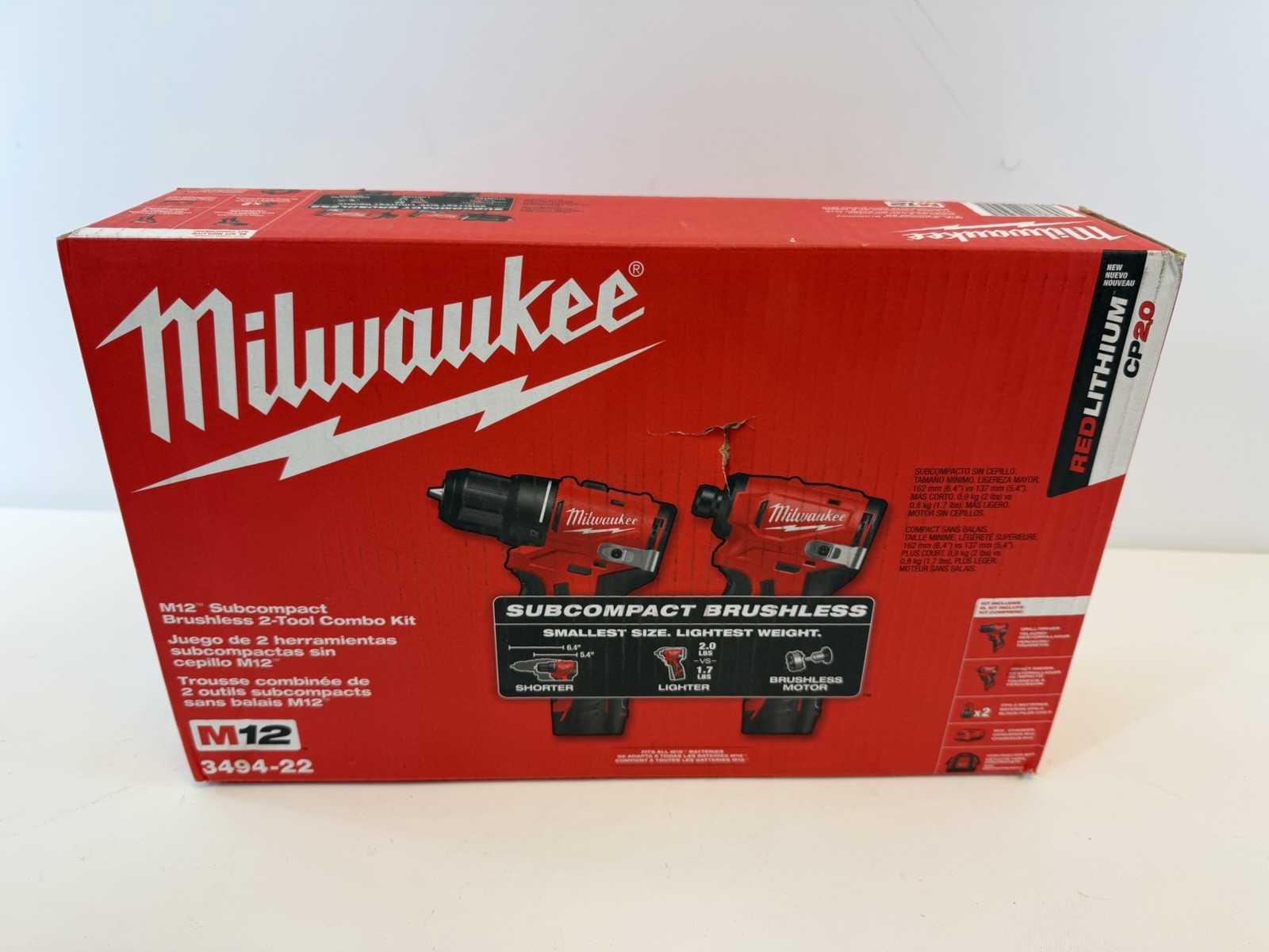 NEW Milwaukee Tool 3494-22 M12 Scpbl 2 Piece Combo Kit, (2) 2.0 Ah NEW