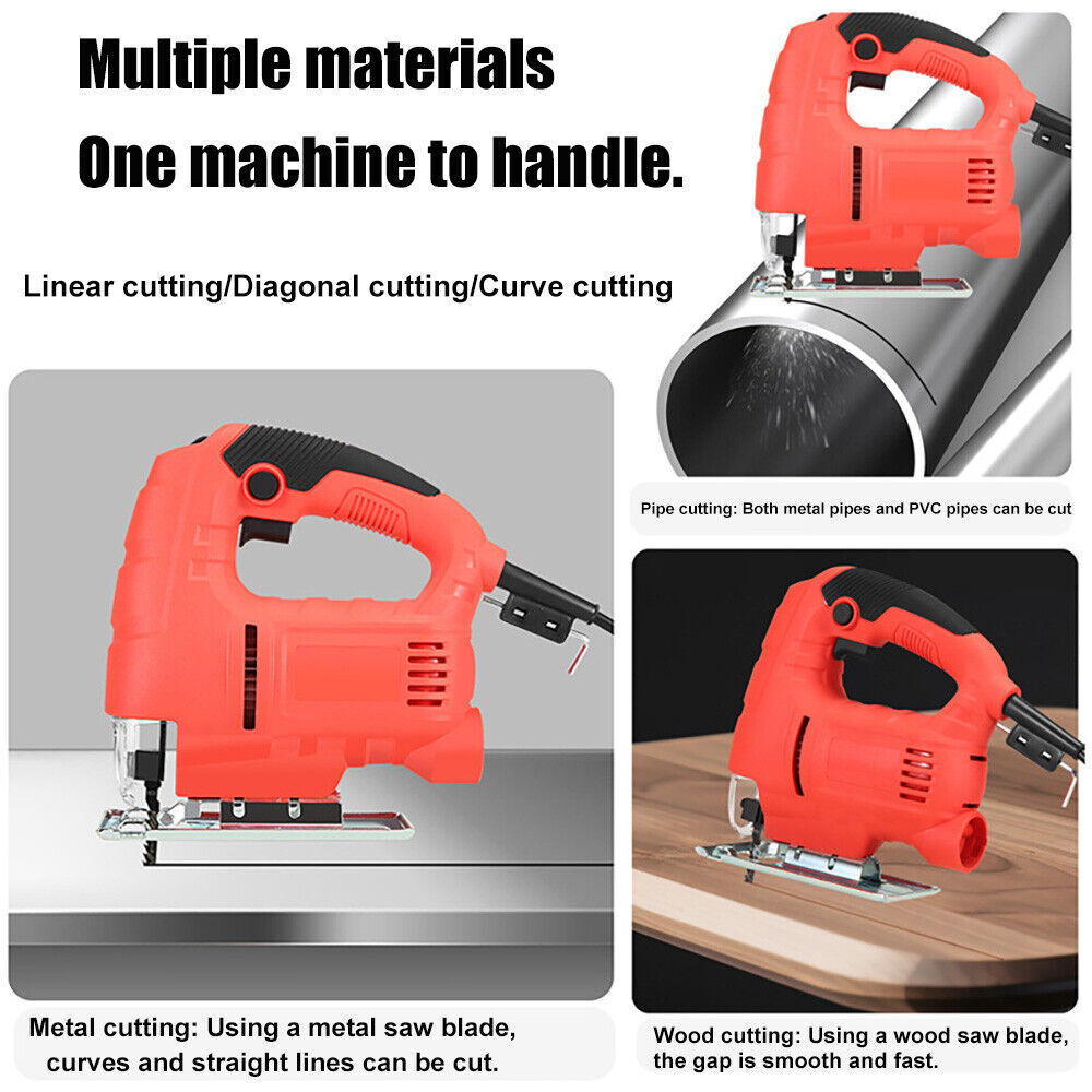 710W Electric Corded Jigsaw Kit Variable Speed Quick Jig Saw Power Saw Tool Set