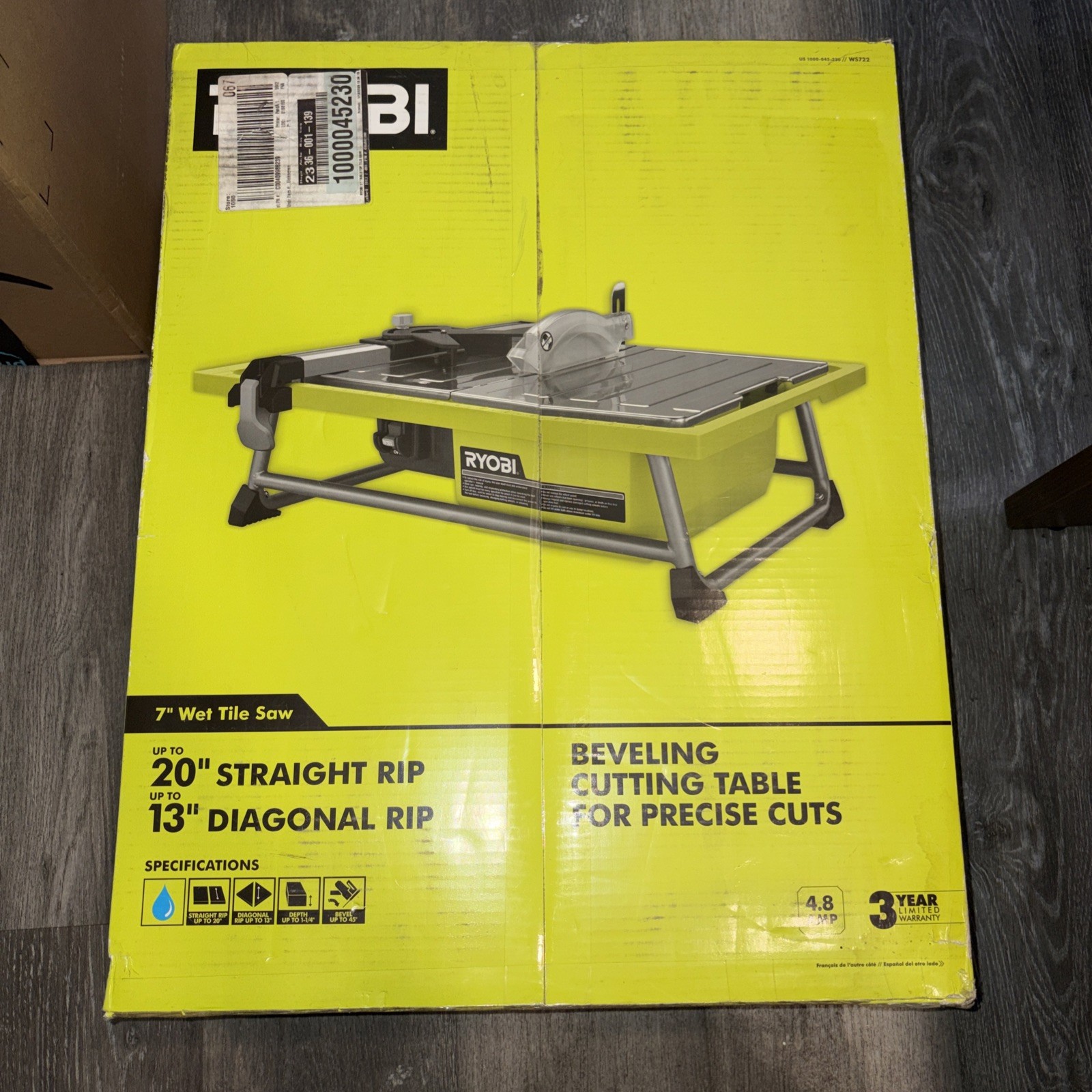 Ryobi 4.8 -Amps 7 in. Blade Corded Tabletop Wet Tile Saw