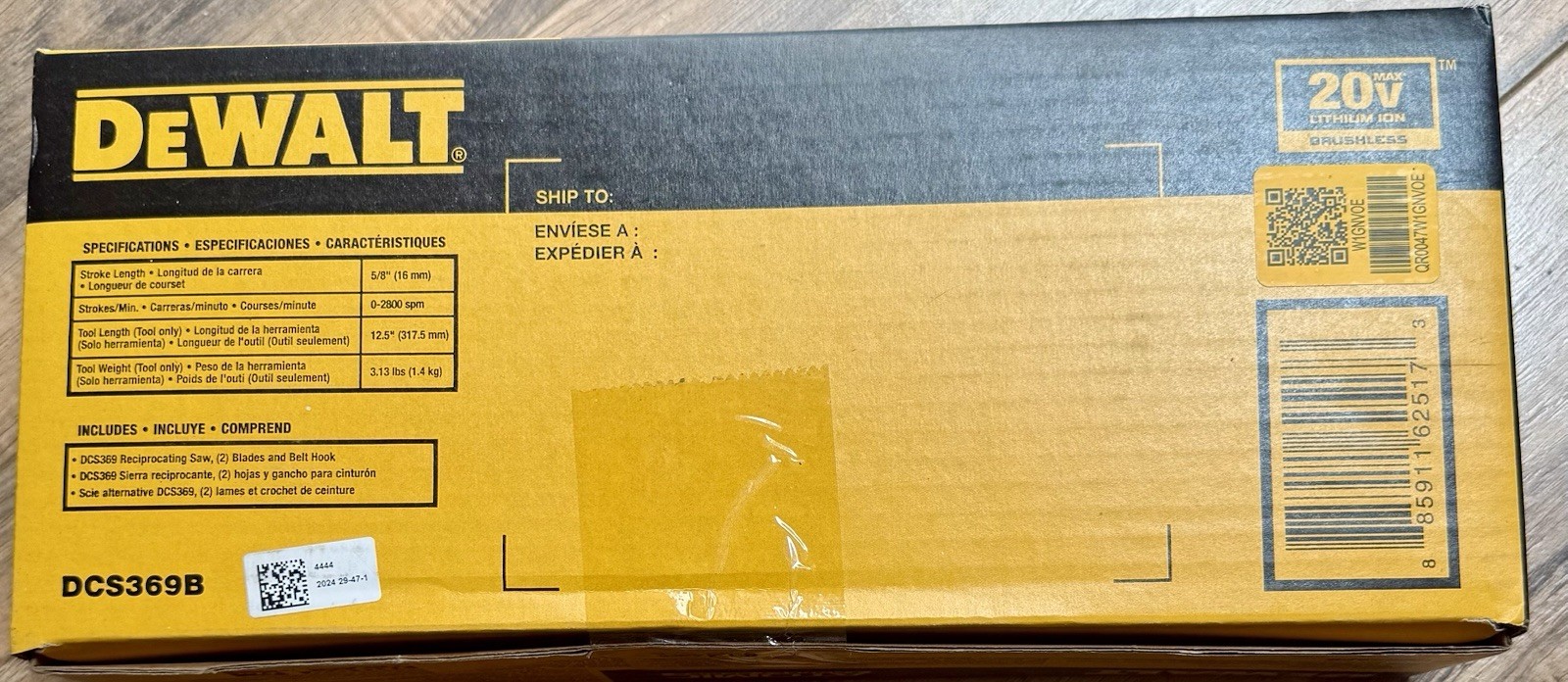 New Dewalt DCS369B Atomic Compact Series 20V Max Brushless Reciprocating Saw