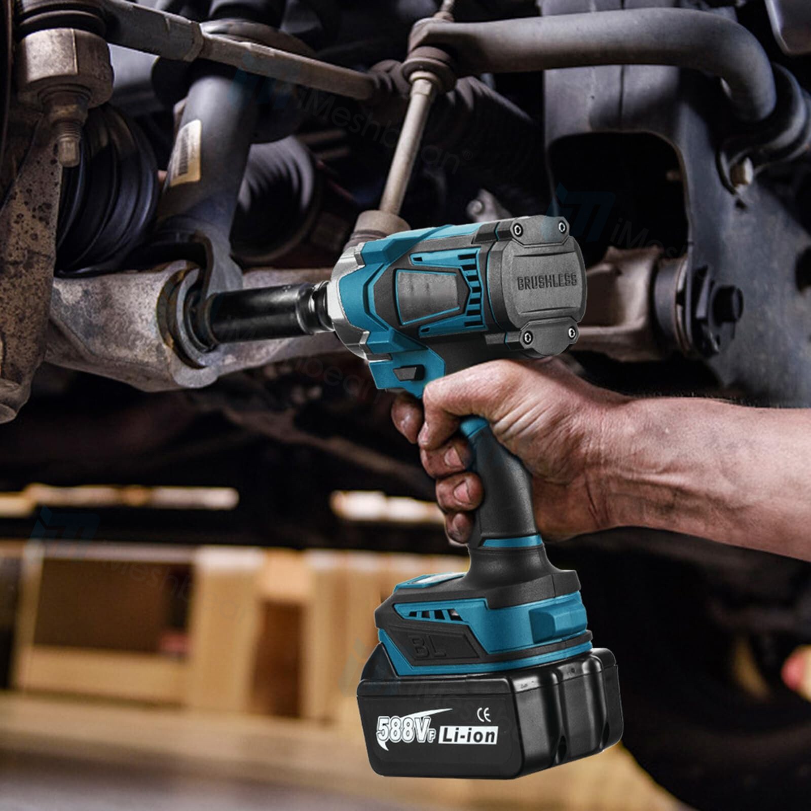 1200N.M Cordless Electric Impact Wrench Gun 1/2 » High Power Driver W/ 2Battery