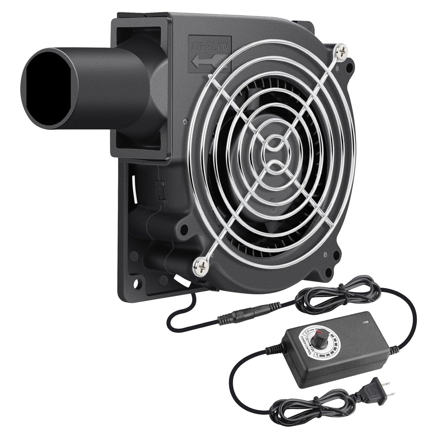 120mm x 32mm Dual Ball Blower Fan 12V with 110v – 240v AC Plug Variable Speed…