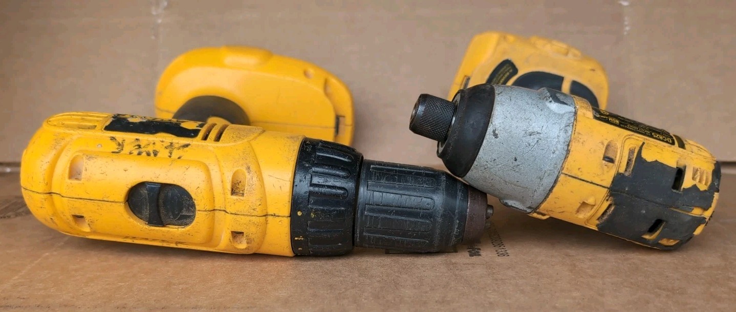 DeWalt DC759 18V 1/2&Prime; VSR Drill/Driver & DC825 1/4&Prime; Impact Driver Untested, READ