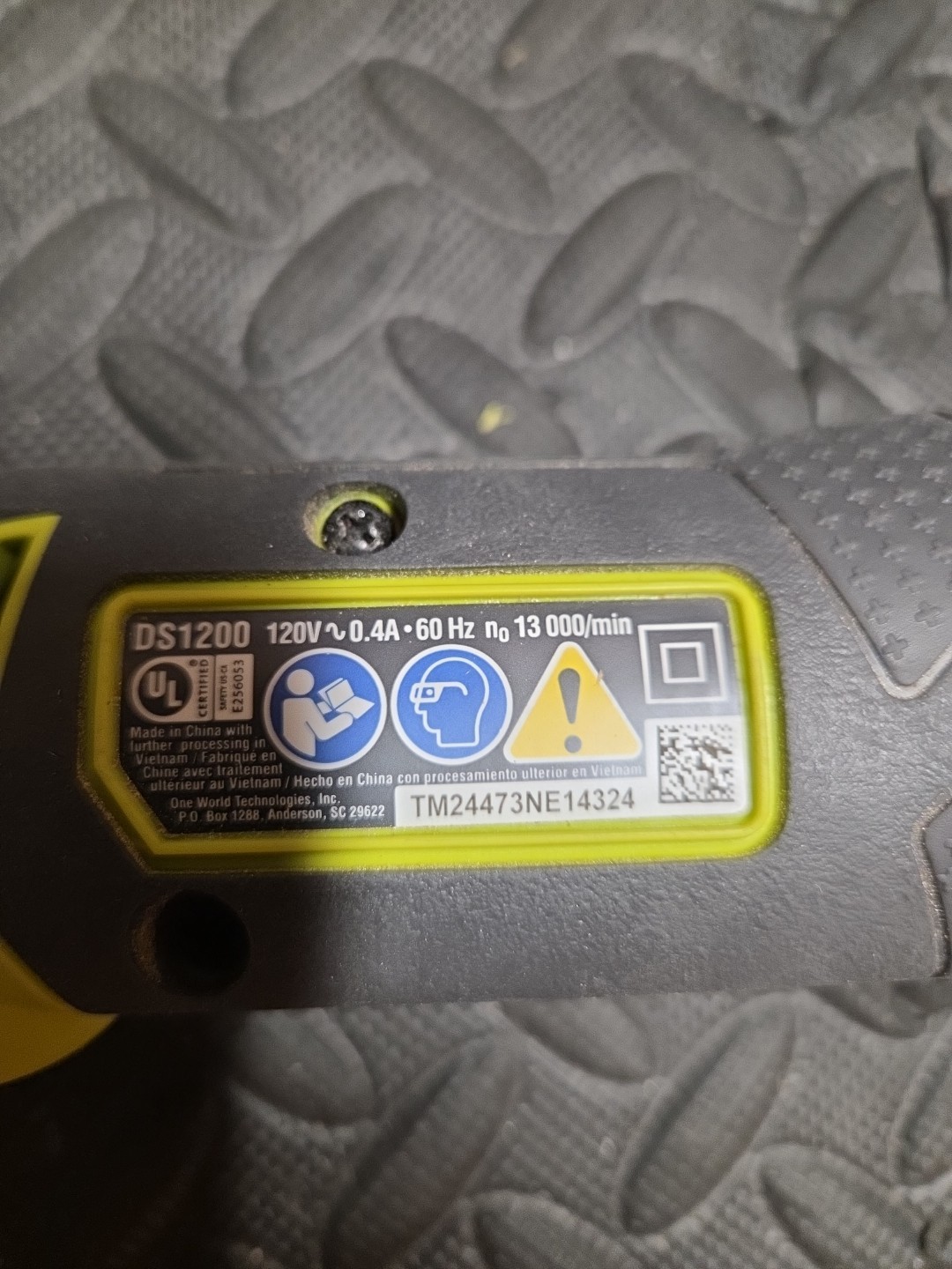 Ryobi DS1200 Detail Sander 120V FOR PARTS OR REPAIR ONLY READ DESCRIPTION