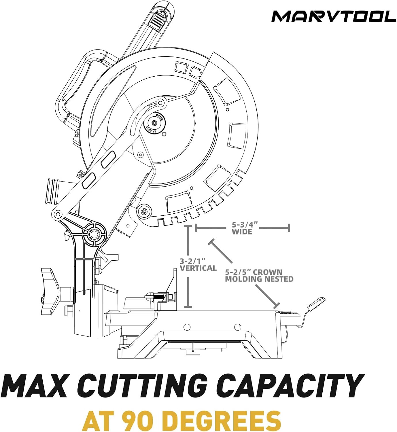 10-Inch Compound Miter Saw, 5000RPM, 15 Amp, Single Bevel 0-45° with Extension T