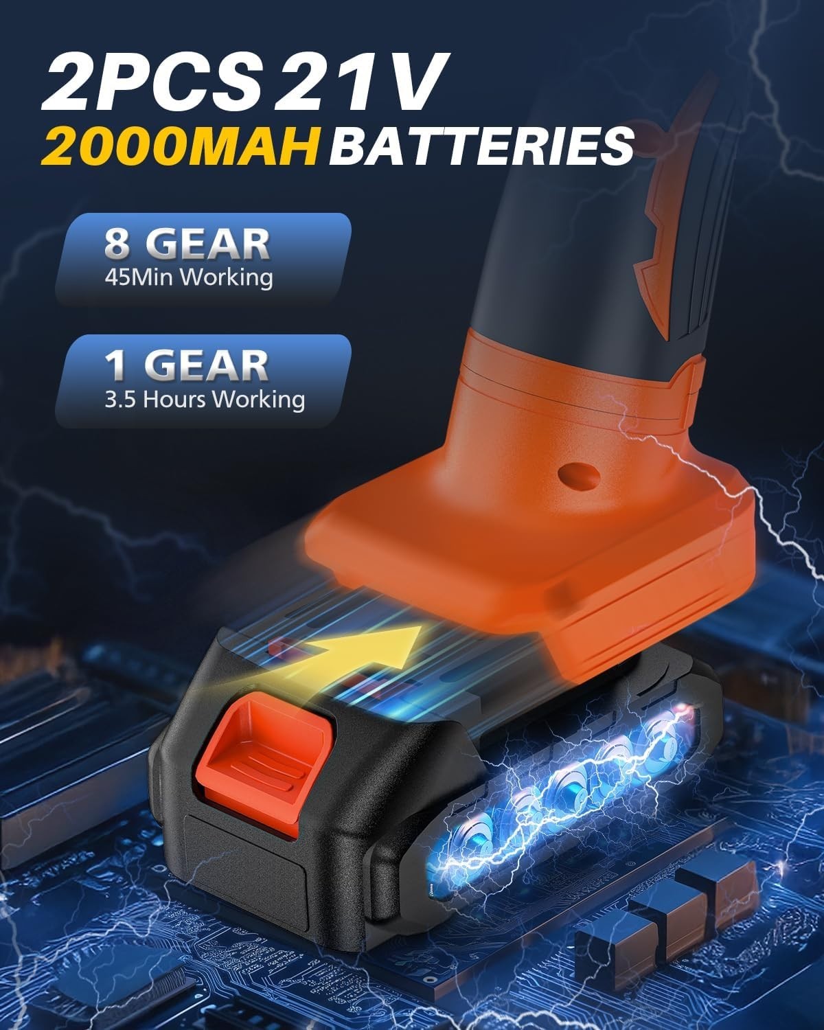 Cordless Car Buffer Polisher 8 Speed Orange Battery Operated for Waxing and S…