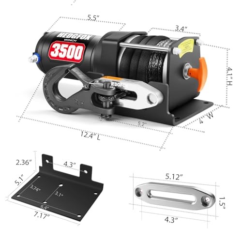 3500lb Electric Power Winch Kit Synthetic Rope Waterproof IP65 with Wireless
