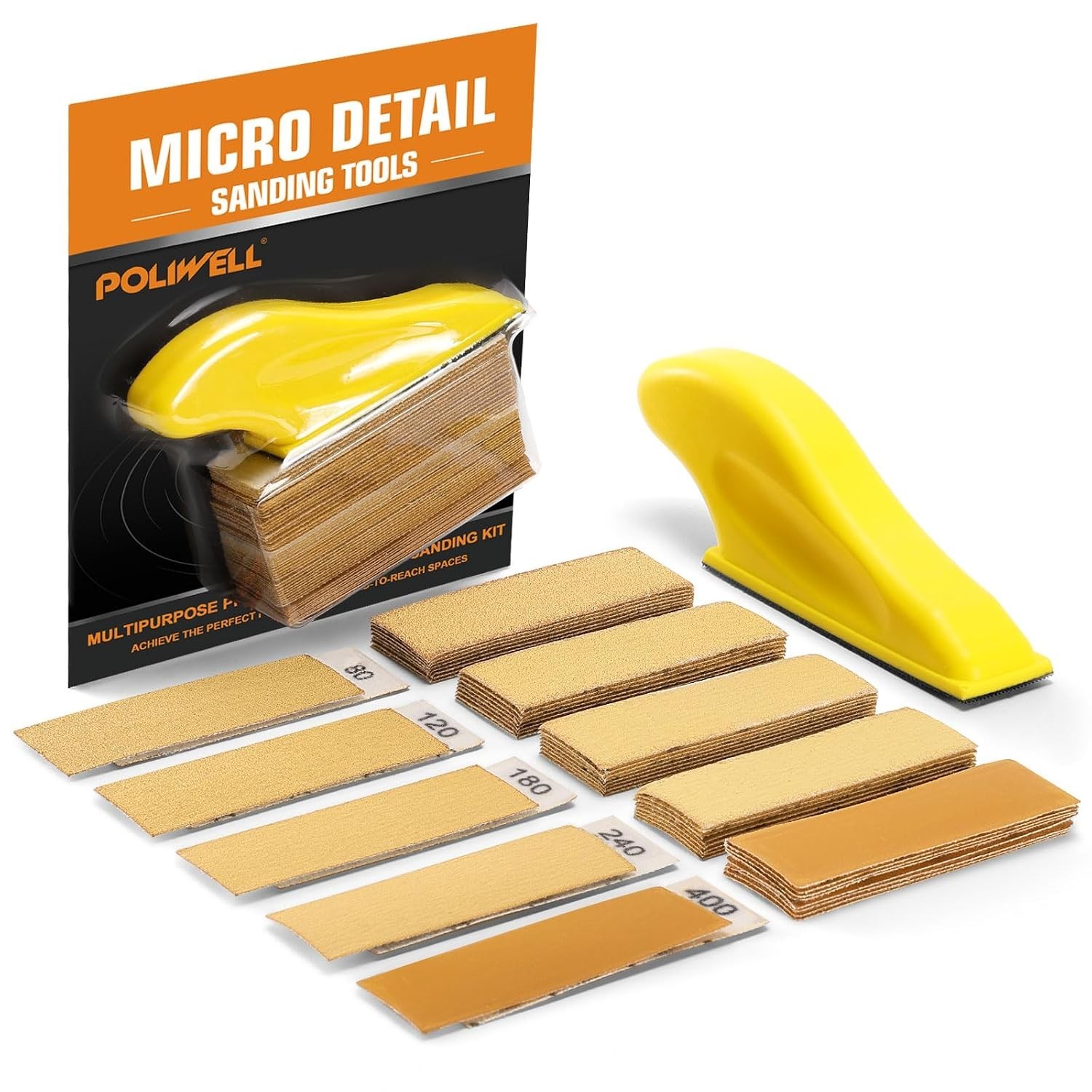 5-in-1 Detail Sander Kit 3.5” for Fine Wood Finishing – Includes 50 Grit Variety