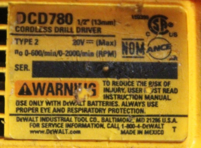 DEWALT DCD780 1/2&Prime; Drill Driver DCF885 1/4&Prime; Impact Drill Lot AO4077924
