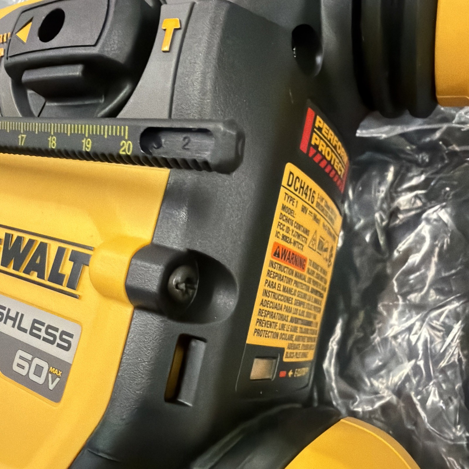 DeWalt, 60V Max, 1-1/4 in, Brushless, Cordless, Rotary Hammer, TOOL ONLY