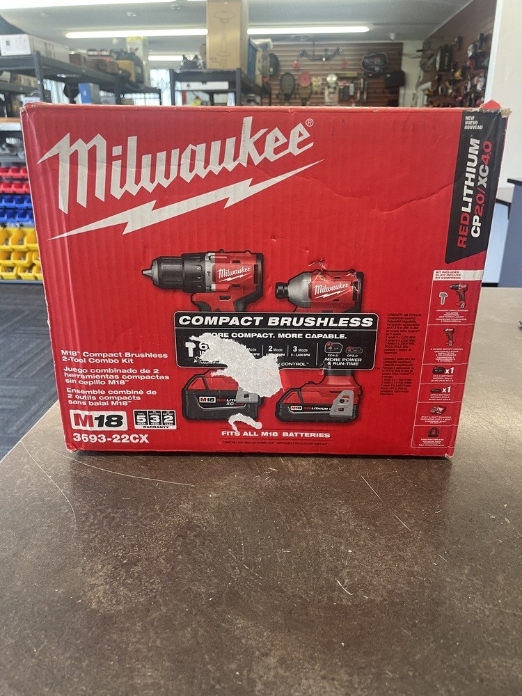 Milwaukee 3693-22CX M18 Compact Brushless 2-Tool Combo Kit NOB (1114907)