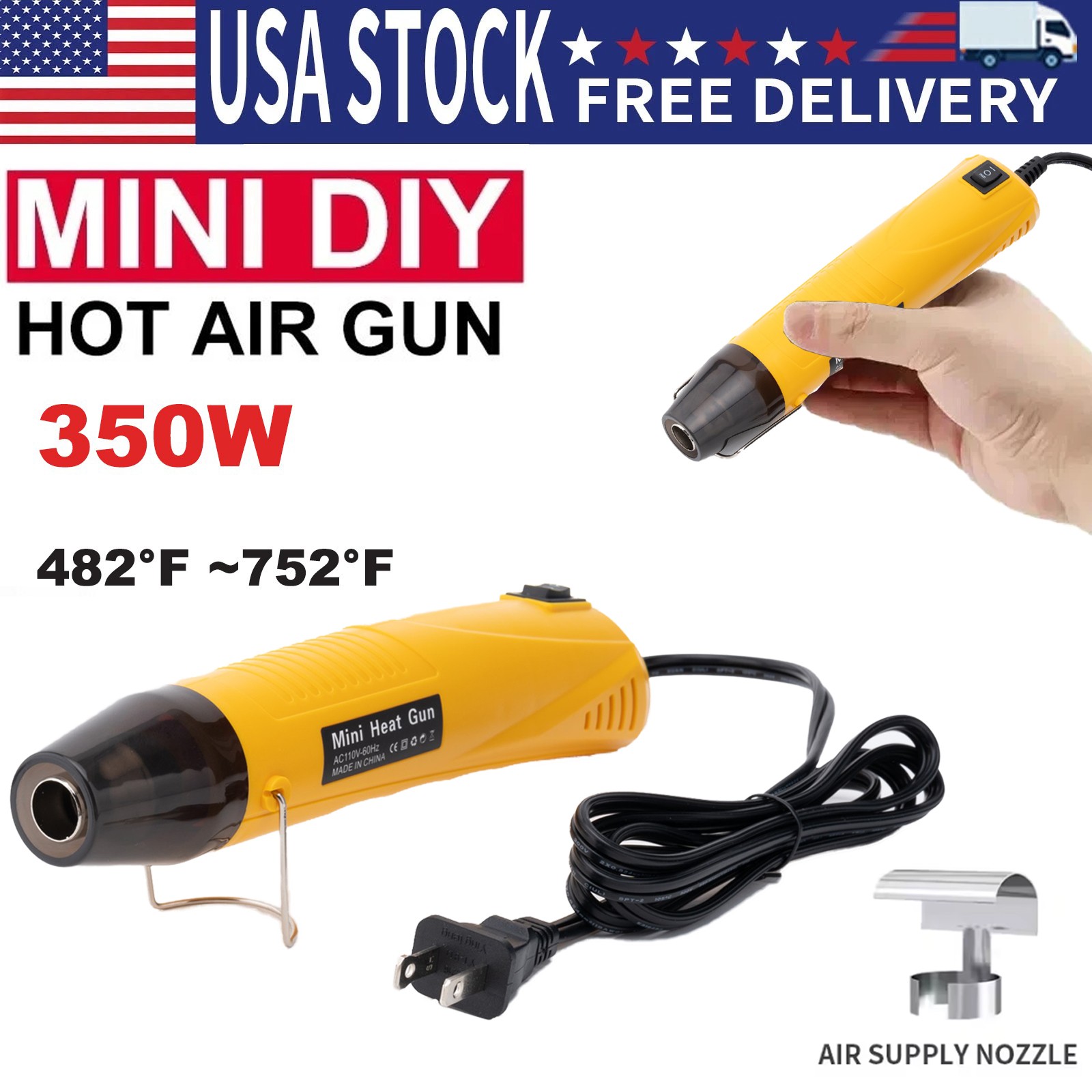 Mini Heat Gun DIY Electric Nozzles Tool Hot Air Gun Embossing Drying Paint USA
