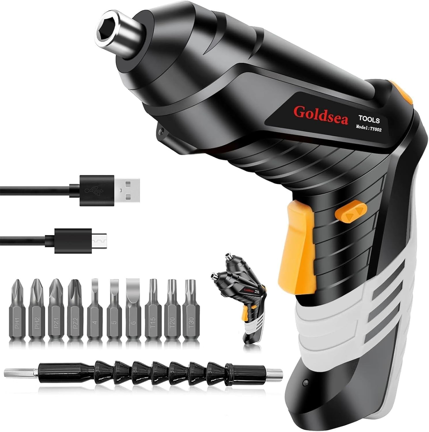 1500mAh Lithium Electric Screwdriver with LED Light & 90°/180° Adjustable Design