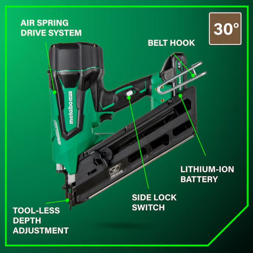 Metabo HPT MultiVolt 3-1/2&Prime; 30 -Degree Cordless Framing Nailer