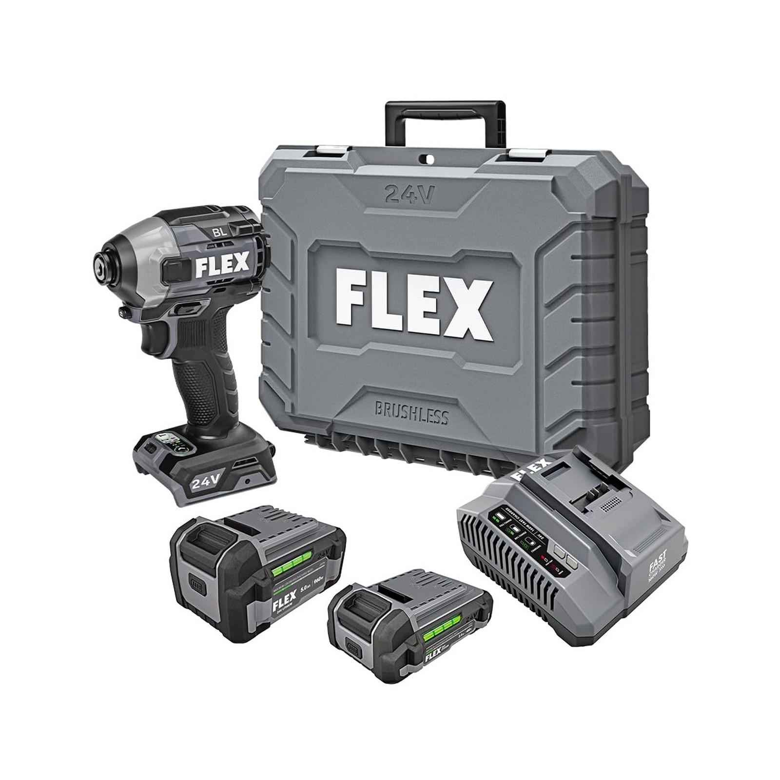 FLEX 24V Brushless Cordless 1/4-Inch 2,500 In-Lbs Torque Quick Eject Hex Impa…