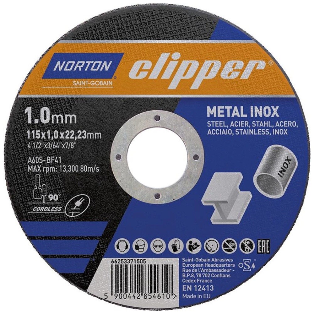 Norton Clipper Divider Steel/Stainless Steel 115×1.0x22.23mm 10pcs Can 66252849457