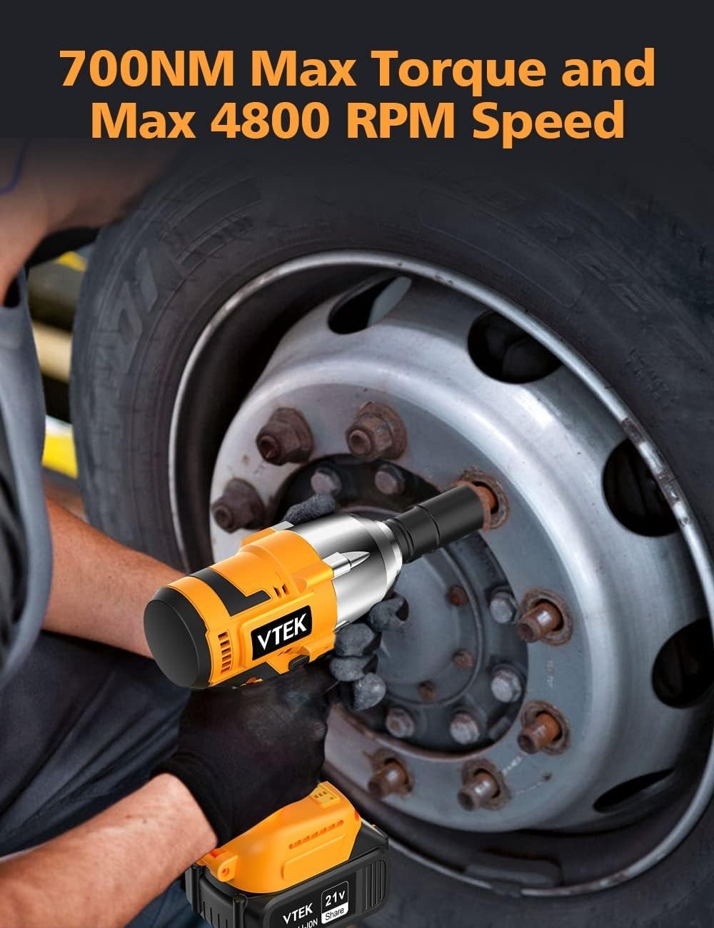 High Torque 1/2 Inch Cordless Impact Wrench – 515 ft-lbs Max Torque Performance