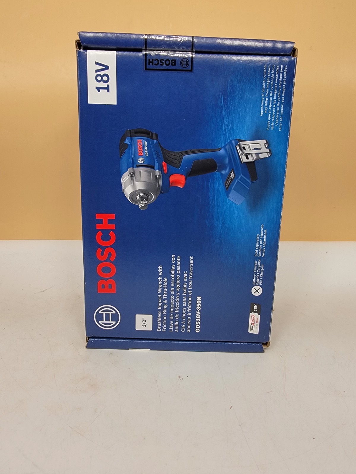 NEW BOSCH 18V Brushless Impact Wrench Friction Ring & Thru-Hole 1/2&Prime; GDS18V-350N