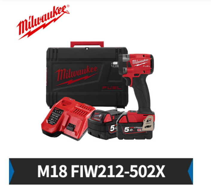 Milwaukee M18 FIW212 2×5.0Ah BL 2400Rpm 3500Ipm 339Nm LED 4lbs UPS Charger_220V
