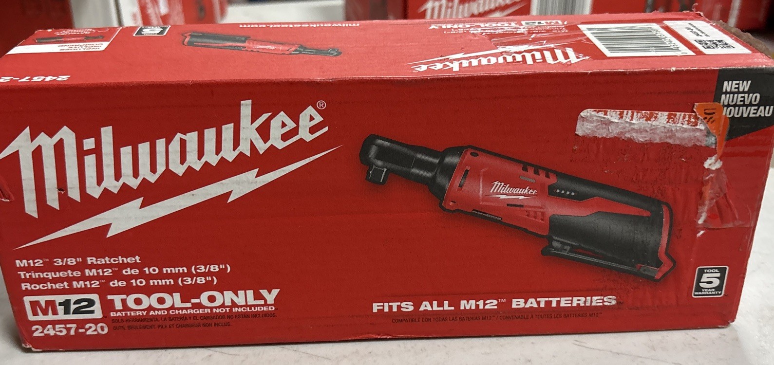Milwaukee M12 2457-20 12V Li-Ion 3/8 » Cordless Ratchet – Red