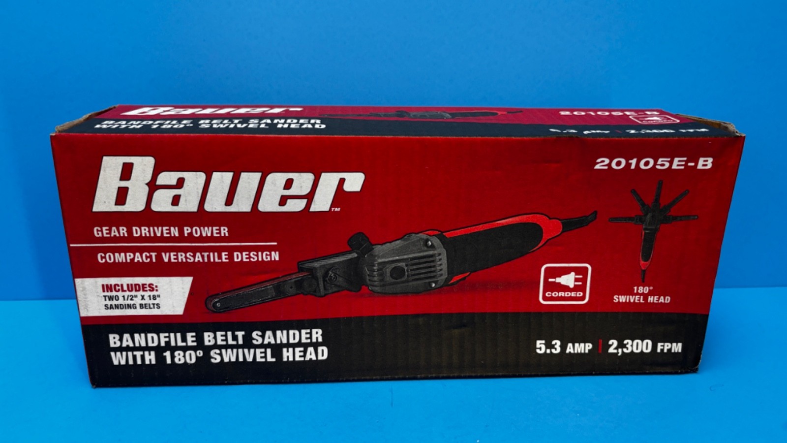 Belt Sander 5.3 Amp, 1/2 in. x 18 in. Bandfile Bauer ~ BRAND NEW
