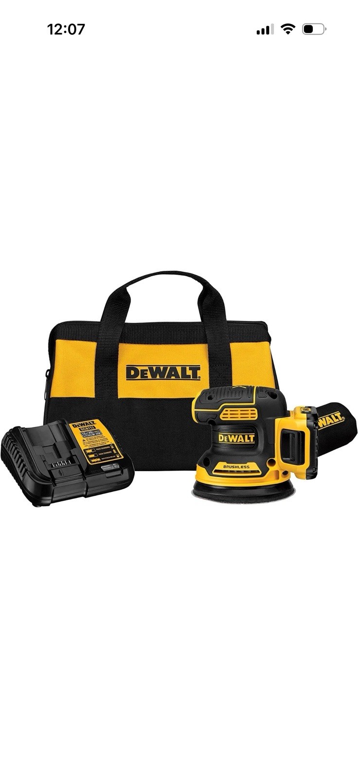DeWALT DCW210D1 20V MAX XR 5” Cordless Random Orbital Sander + Battery + Charger