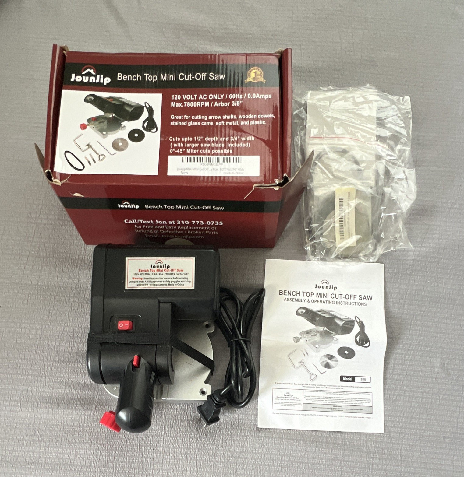 JounJip 919 Bench Top Mini Chop Saw Corded Electric 120V w/ Instruction Manual