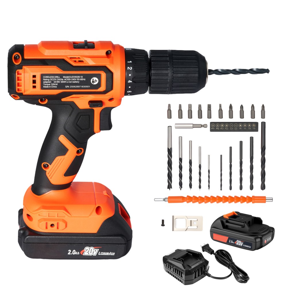 Cordless Drill Driver,1/2 inch Metal Chuck,Dual-Speed Variable,Drill Driver Kit