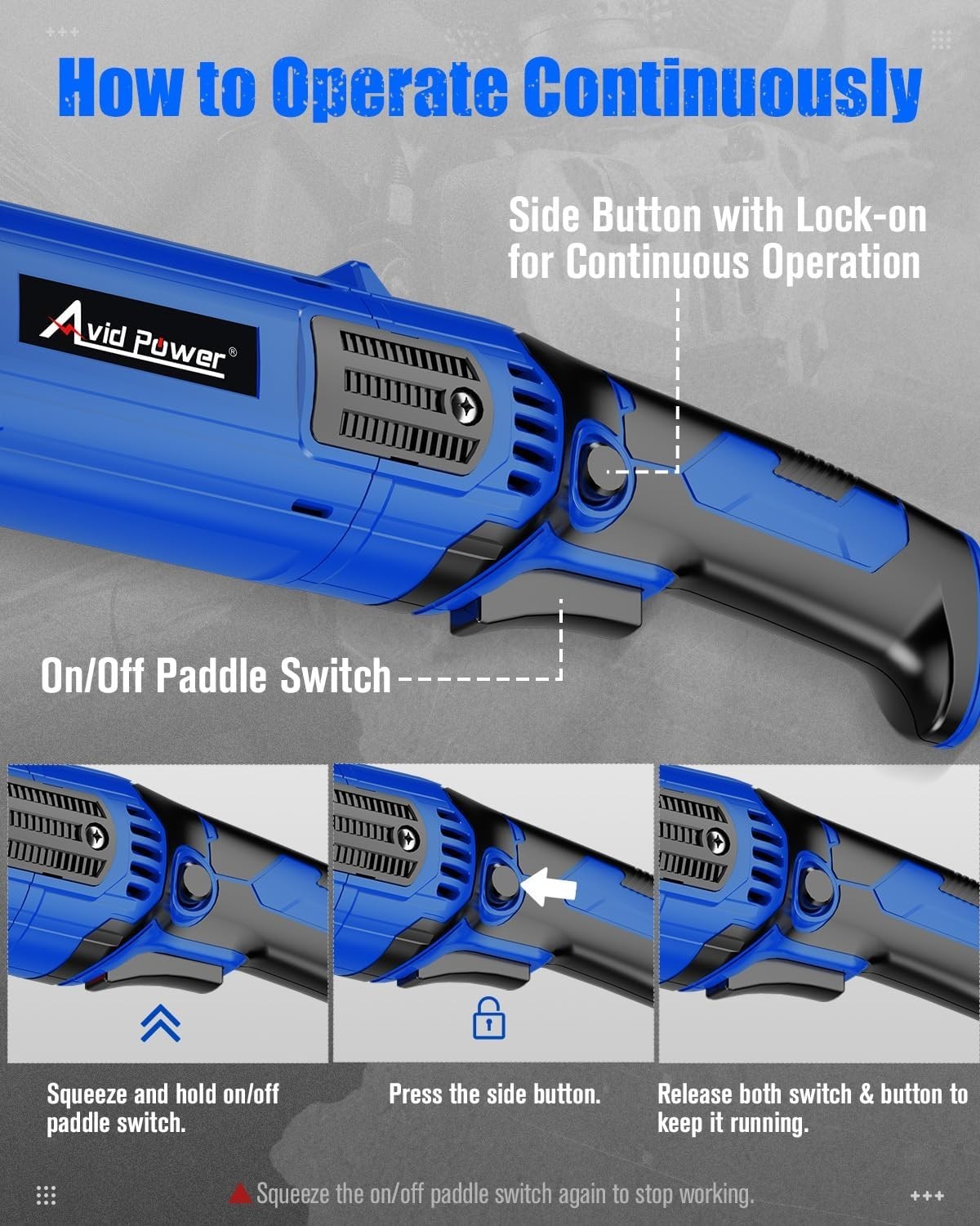 4-1/2 Inch 1000W Angle Grinder with Adjustable 7 Speeds & Safety Guard