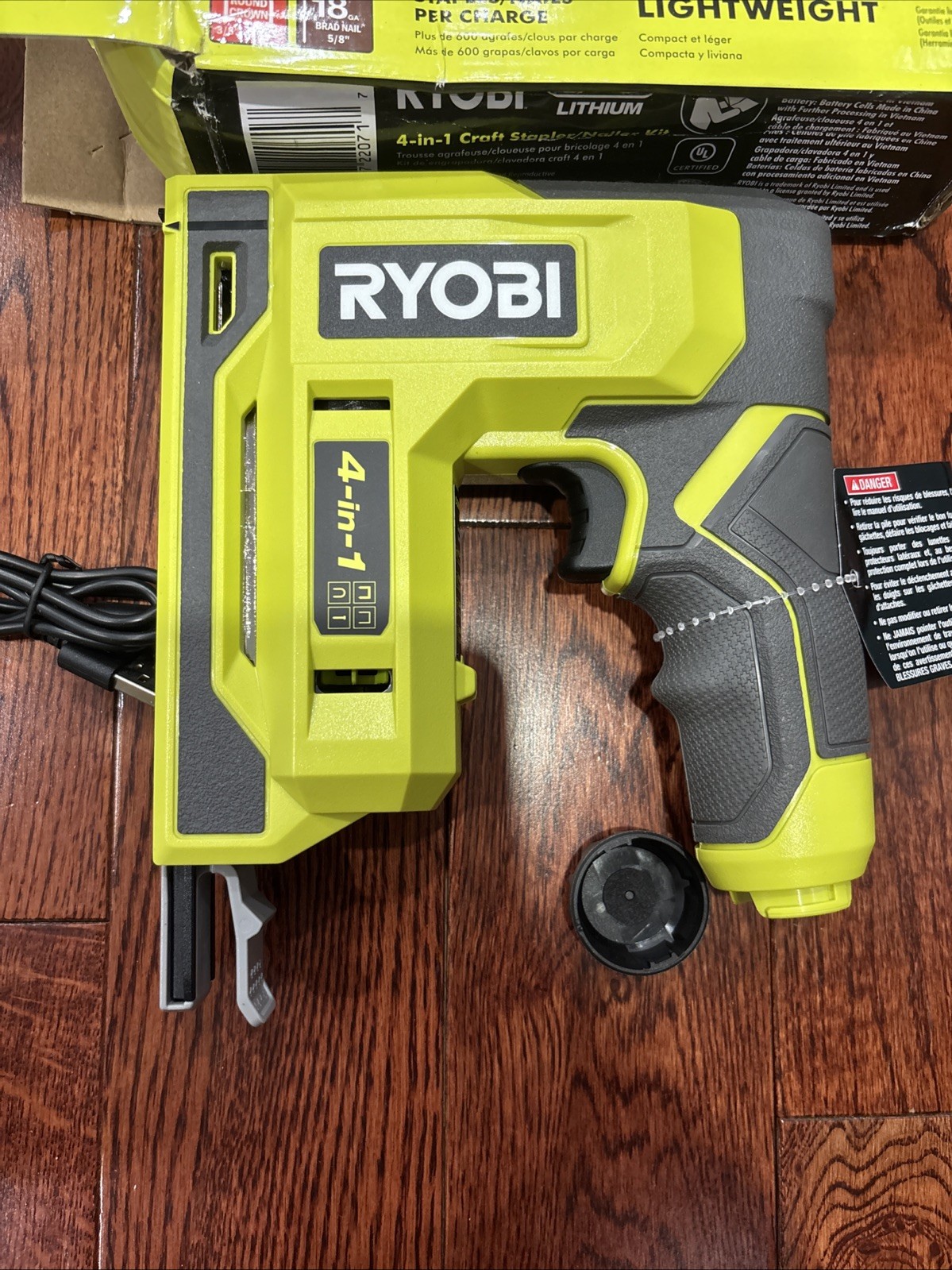 RYOBI USB Lithium 4-in-1 Stapler/Nailer 2025 Date Code W 3Ah Battery FVN51K