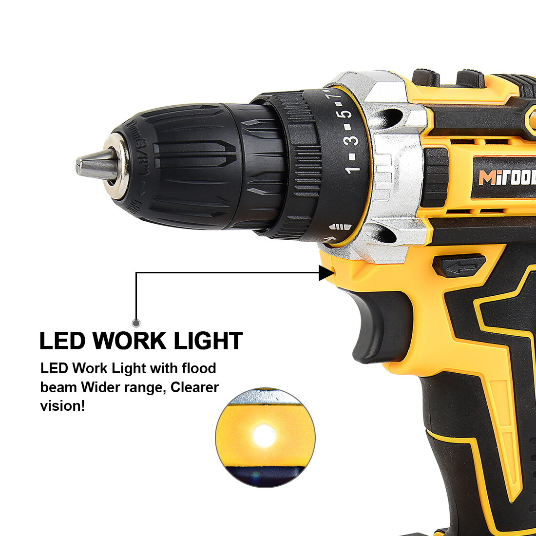 20V Cordless Drill + 2 Battery Heavy Duty Impact Driver Kit Brushless