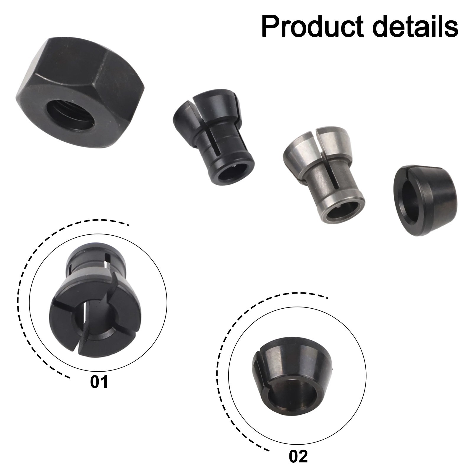 Collet Kit for RP0900K RT0701C M3For 61 3For 608B RT0702C RT0700CX2 4 Pieces
