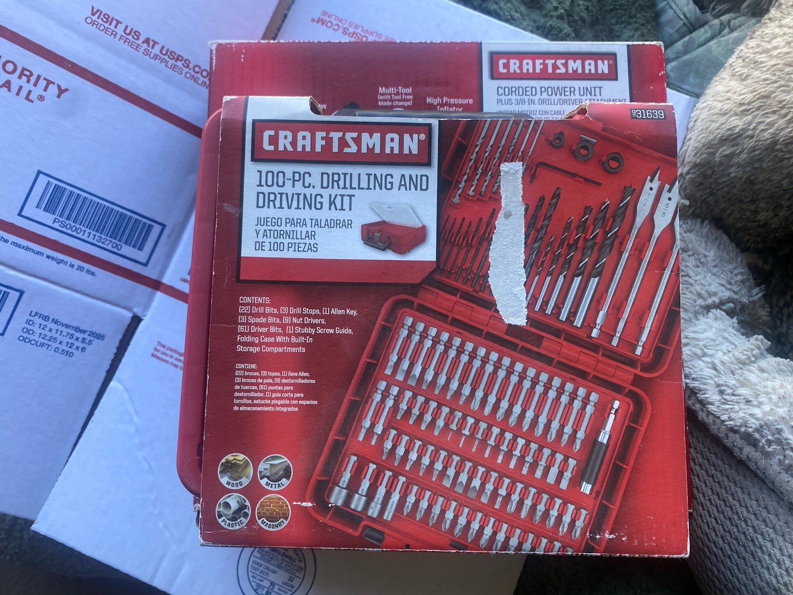 Craftsman Corded 4 Amp Bolt On Drill , New In Box 100 Piece Bit Set