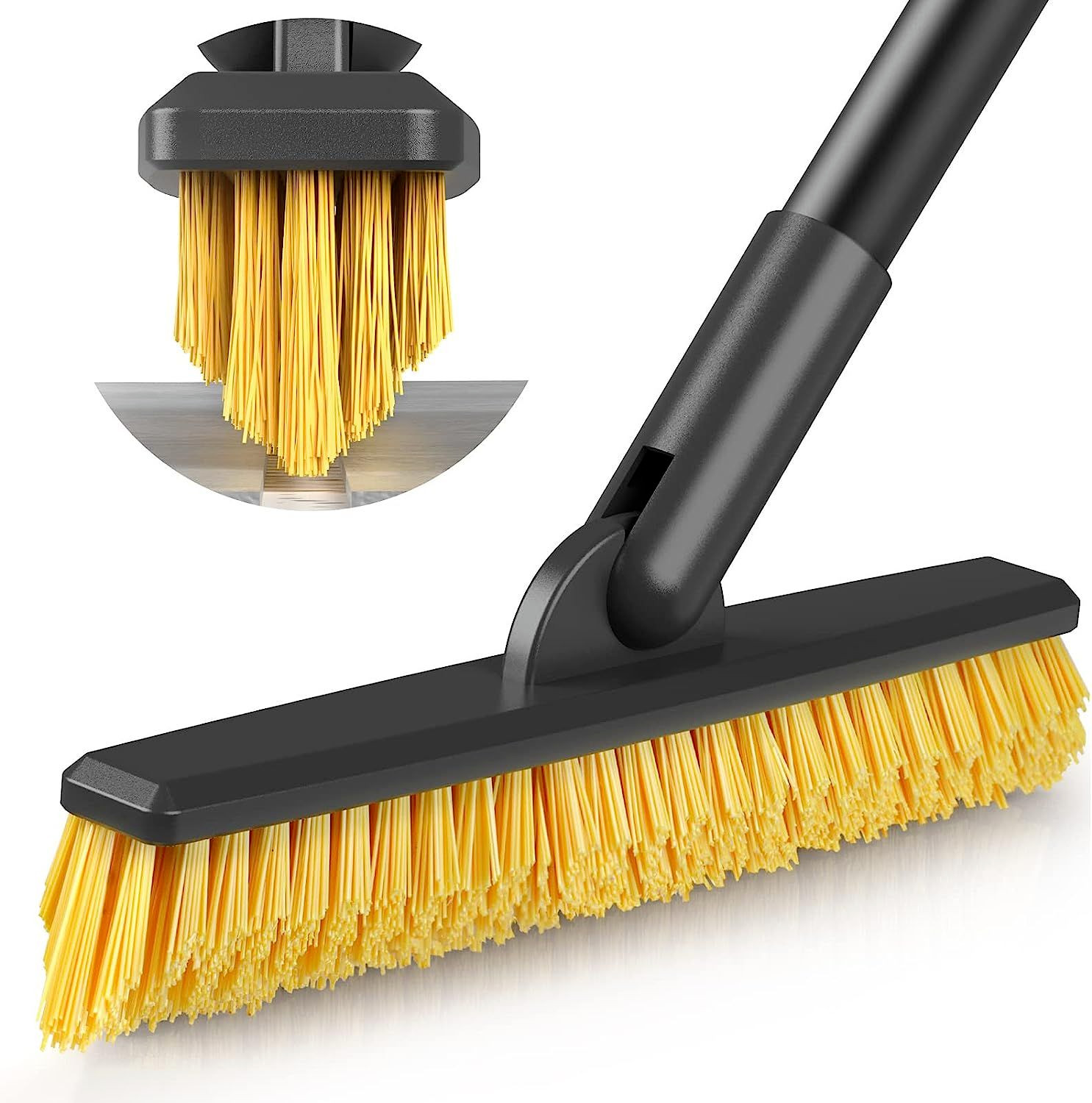 Sunally Grout Scrub Brush with 57&Prime; Long Handle, Shower Floor Black Yellow