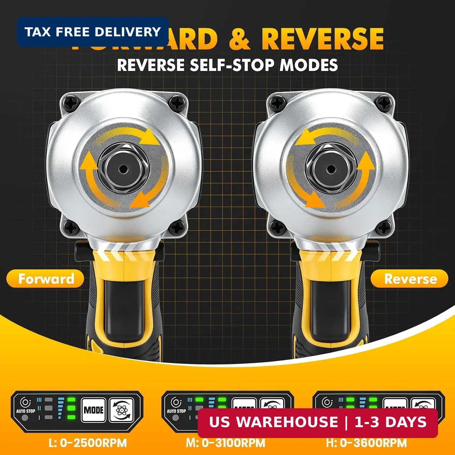 1/2-Inch Cordless Impact Wrench for DeWalt 20V MAX Battery, 1000N·m High Torque