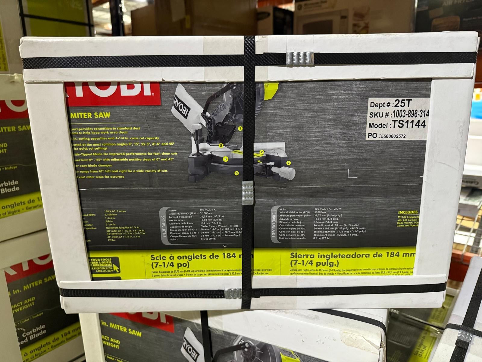 Brand New Ryobi 9 Amp Corded 7-1/4 in. Compound Miter Saw – TS1144