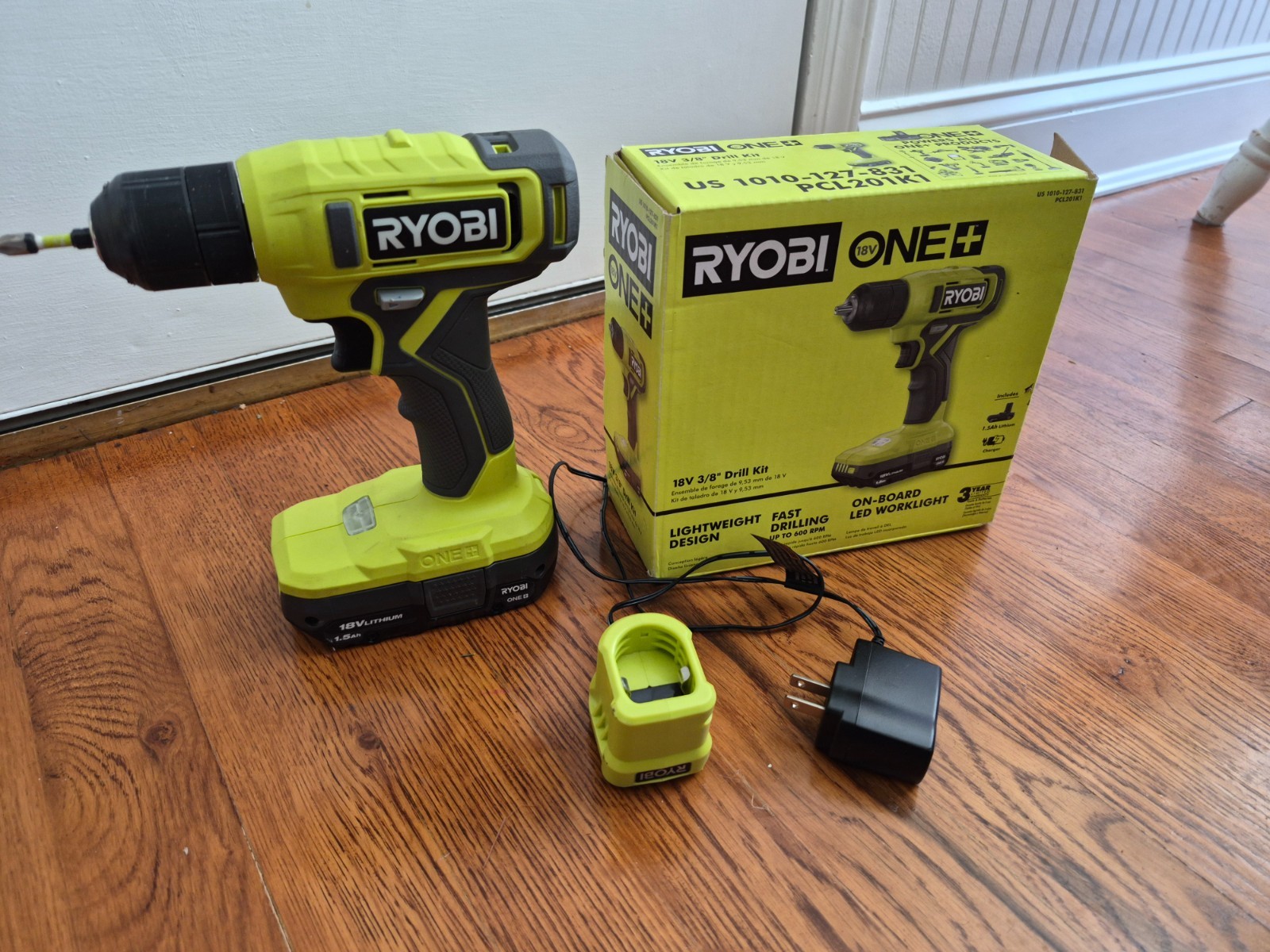 Ryobi ONE+ 18V Cordless 3/8&Prime; Drill w/ Battery, Charger, Box PCL201K1