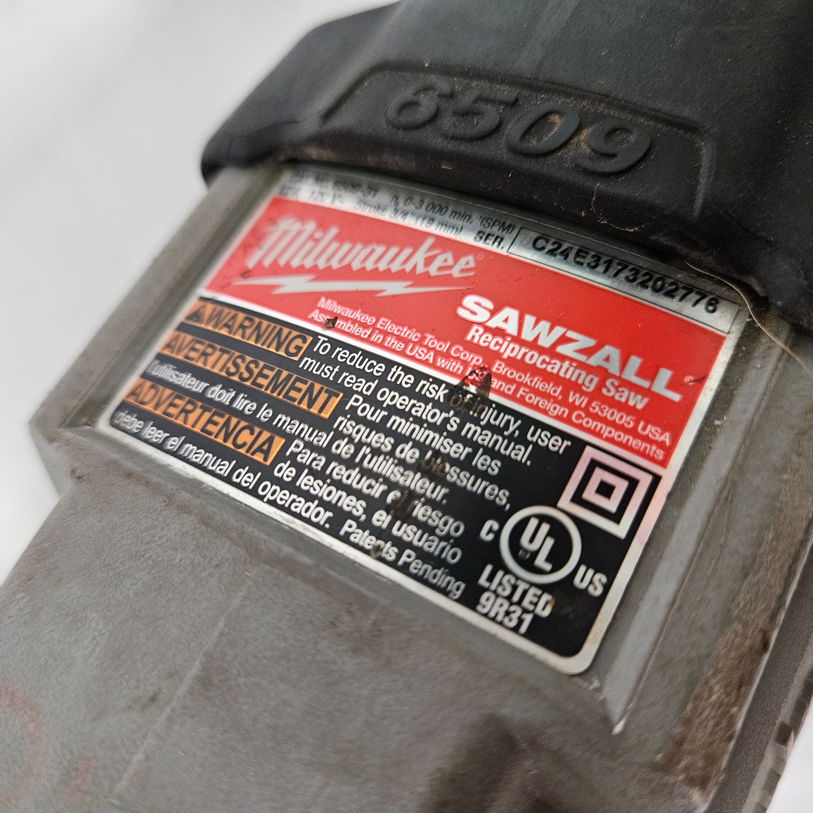 Milwaukee 6509-31 Sawzall Corded Reciprocating Saw w/ Case TESTED
