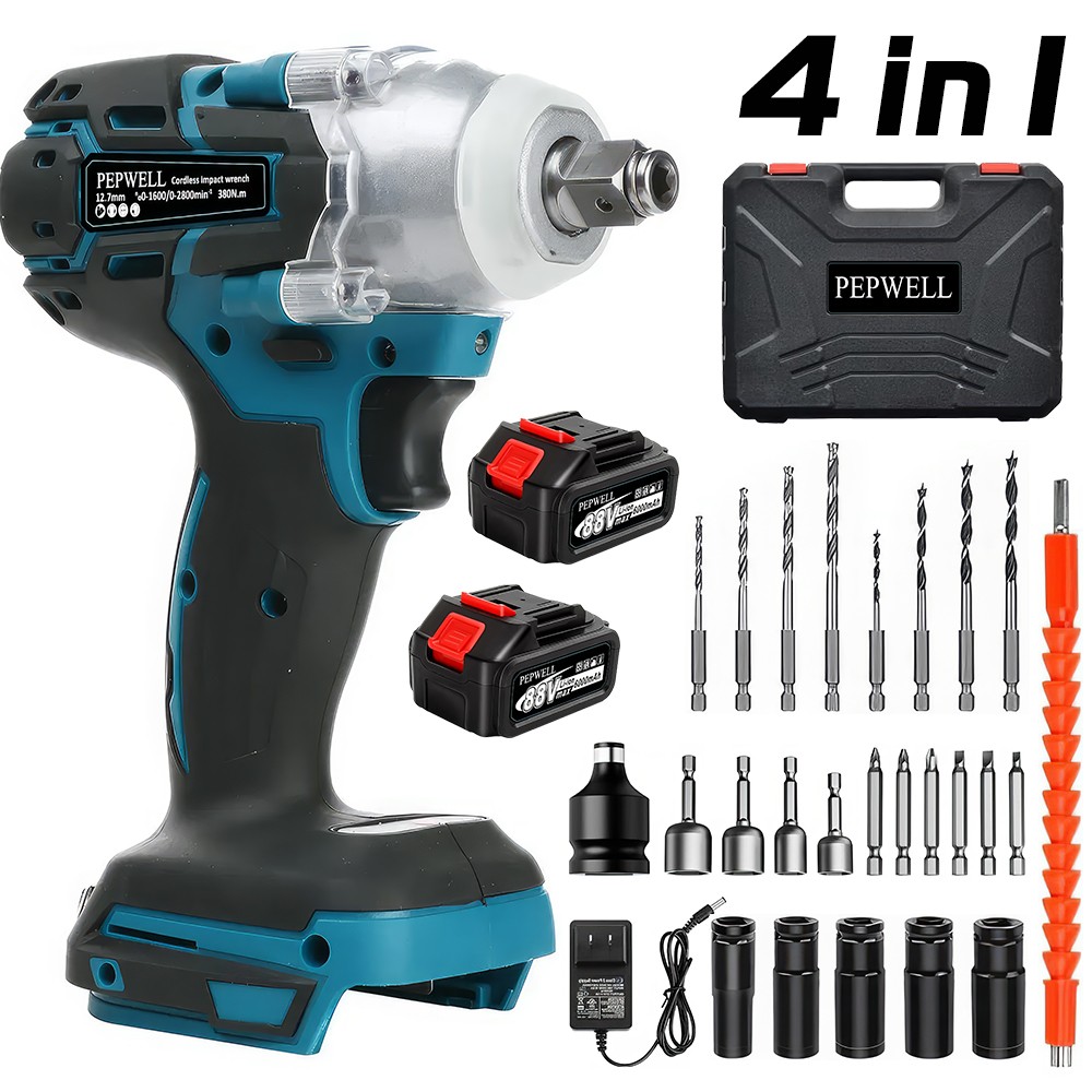 Cordless Impact Wrench 1/2&Prime; 700Nm High Torque Brushless Drill W/ Li-ion Battery