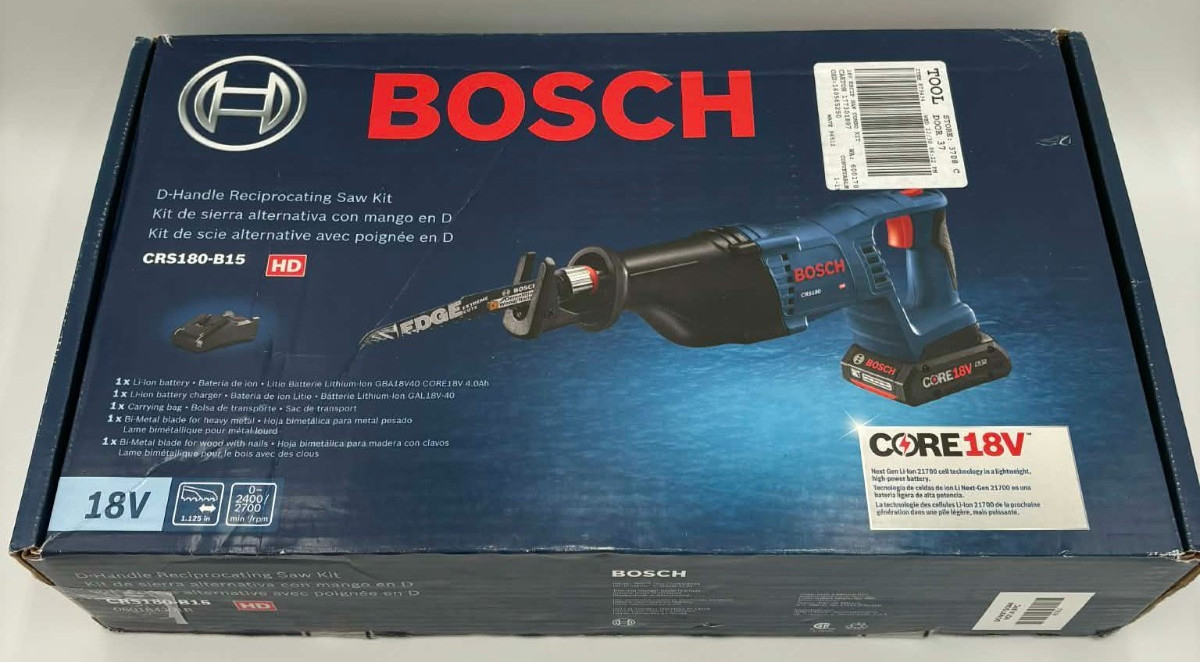 Bosch CRS180-B15-RT 18V 1-1/8 In. D-Handle Reciprocating Saw Kit (Sealed)