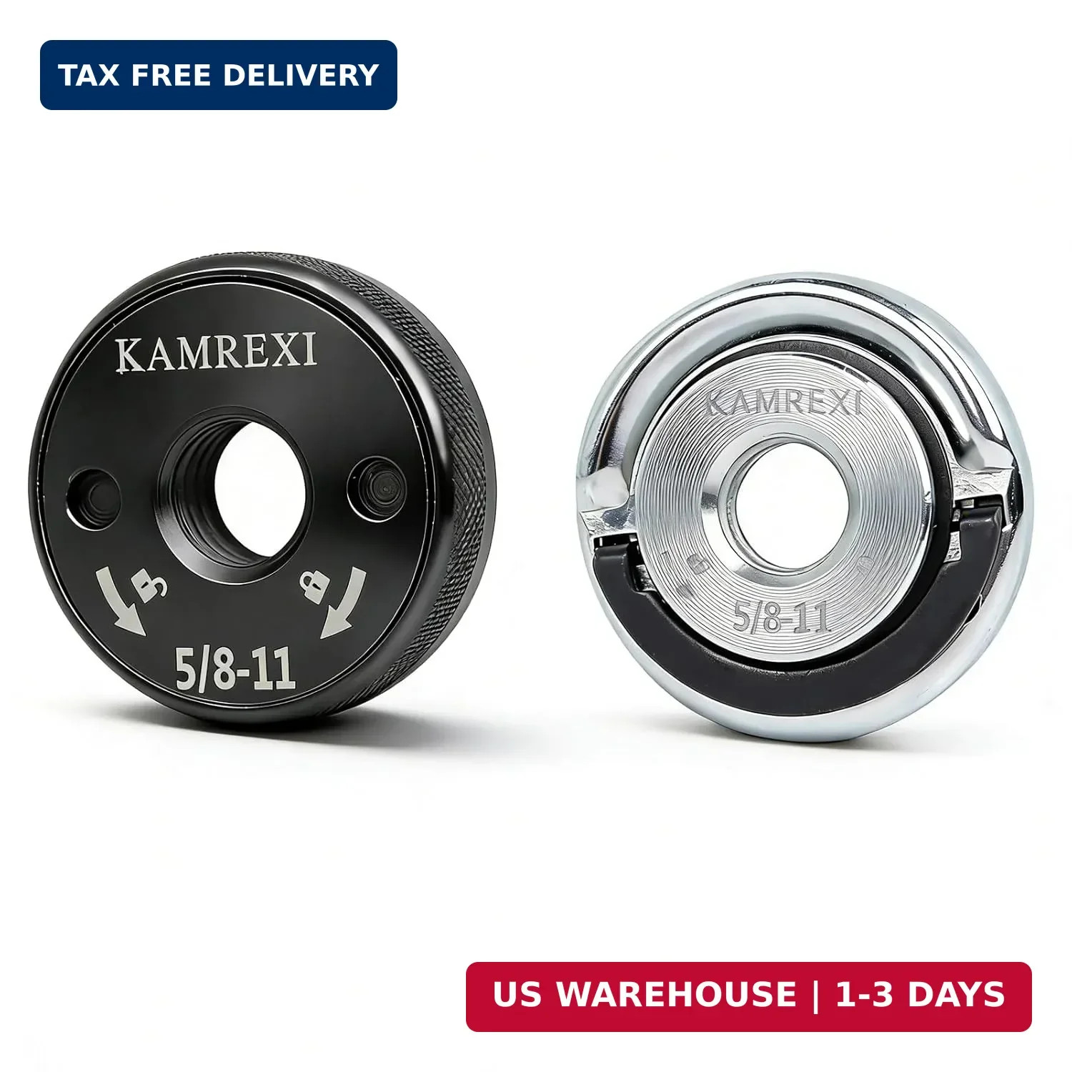 5/8&Prime;-11 Angle Grinder Flange Nuts Set | Heavy-duty Self-locking Silver D-ring &