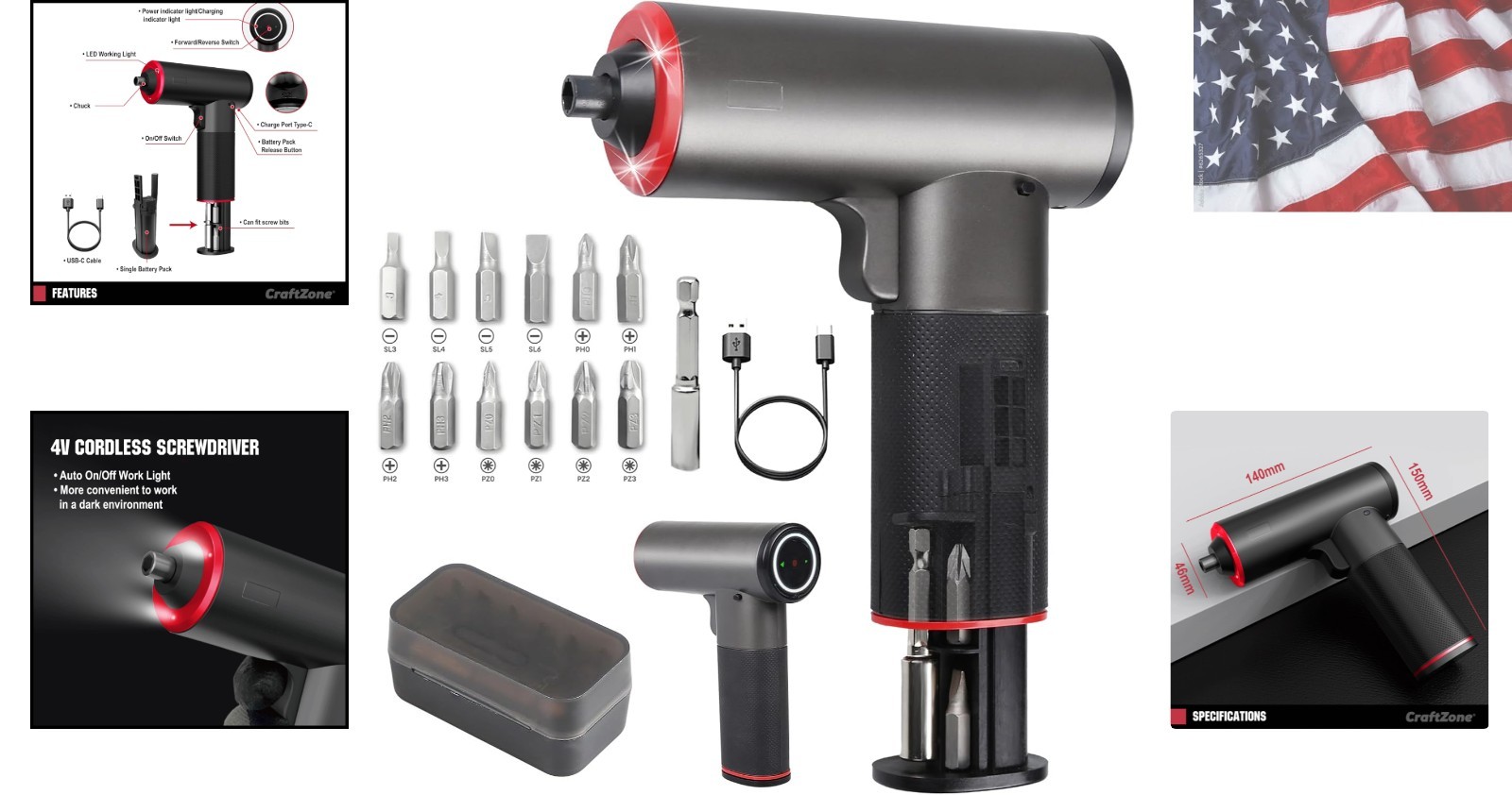 Electric Cordless Battery Operated Screwdriver Set | 4V Rechargeable Screwdri…